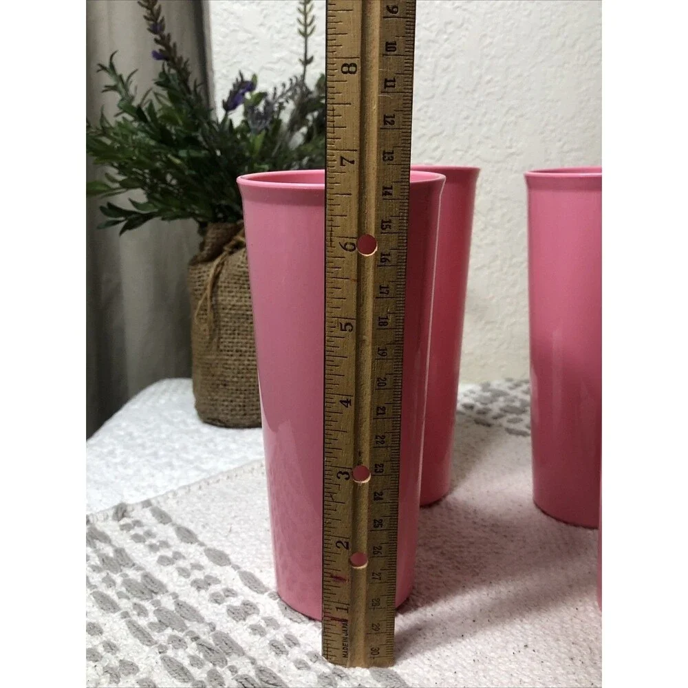 Tupperware Heritage Pink 16oz Tumblers Set of 4  #5107 No Lids